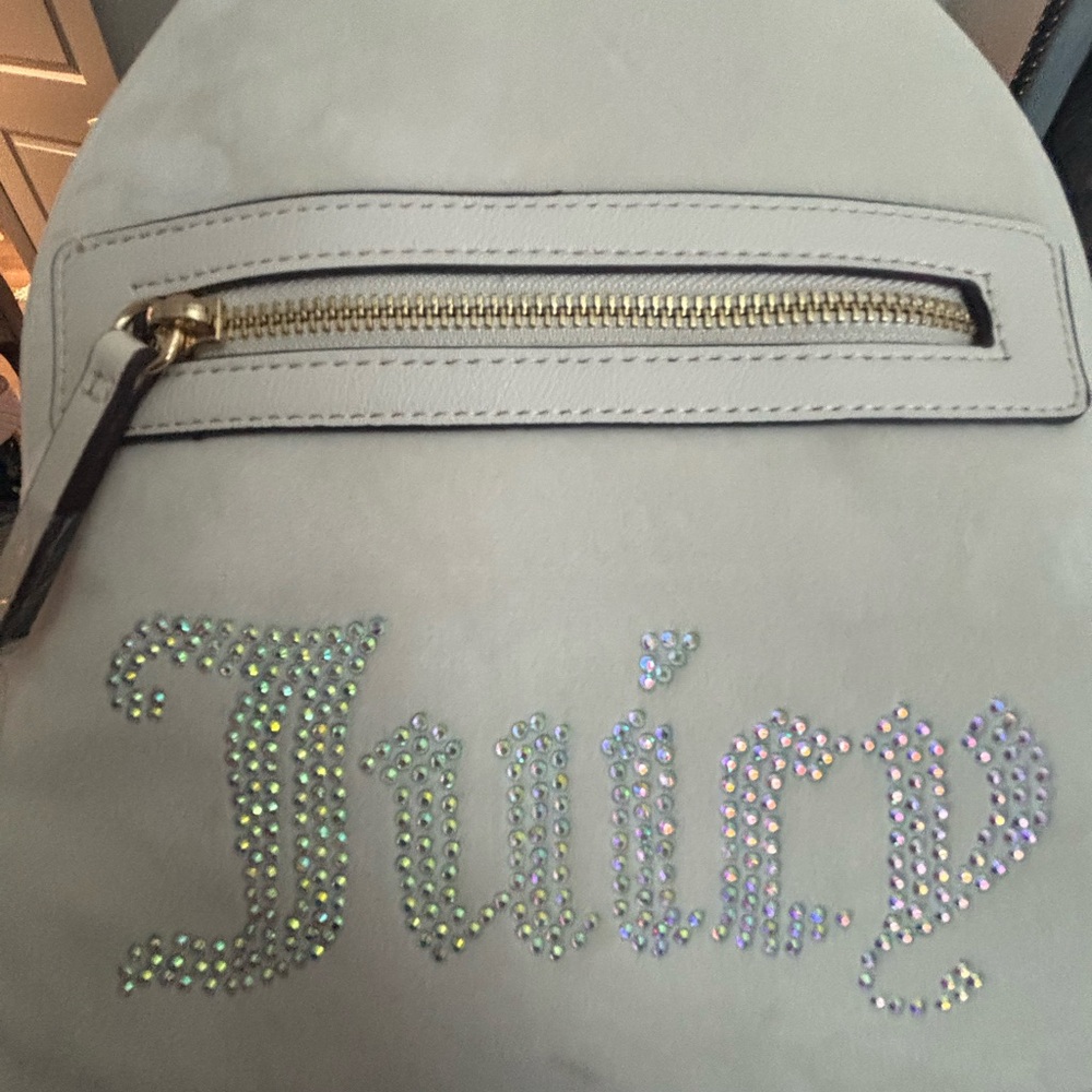 Juicy Couture Cream Backpack with Rhinestone Detail